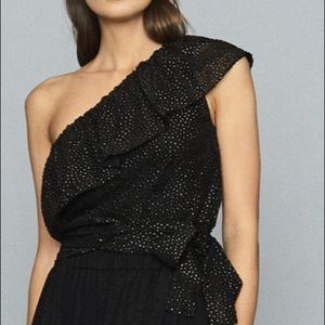 Reiss Nora Metallic Spot Top